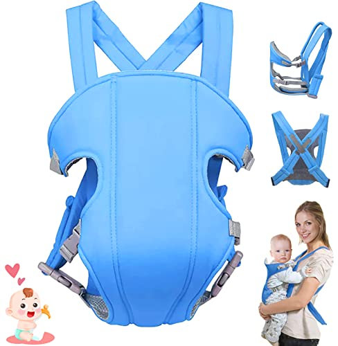 Multifunktionale Babytrage Ab Geburt - Leicht, Atmungsaktiv, Verstellbar, 3-In-1-Gurte Vorne und Hinten, Für Babys von 7,7 Bis 33 Lbs, Kinder (Blau)