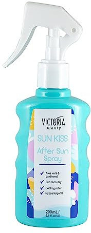 Victoria Beauty After Sun Spray mit Aloe Vera und Panthenol, kühlendes Gesichtsspray zur Hautpflege nach dem Sonnenbad, beruhigendes Pflegespray gegen Sonnenbrand, Feuchtigkeitsspray, 200ml