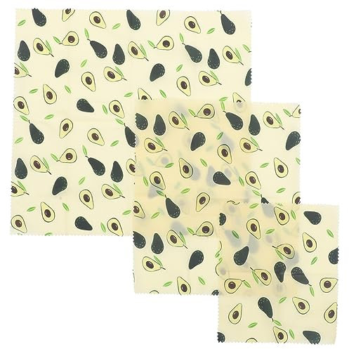 BESTonZON 3pcs Beeswax Food Wraps Natural Beeswax Fresh-Keeping Cloths for Household Food Preservation Packing Cloths for Bread Snacks and Lunch Boxes
