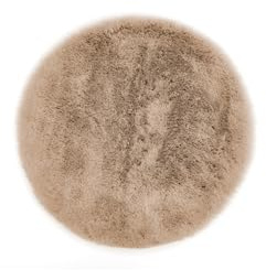 -Luxor- Living Lot de 4 Coussins de Chaise Coste - en Fourrure synthétique - pour décoration de Salon ou de Chaise - Coussins d'assise Confortables - 40 x 40 cm - Ronds - Taupe