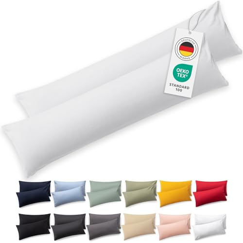 Blumtal Örngott 40x145 cm, set med 2, OEKO-TEX, maskintvättbart, premiumörngott, jersey, bekväm och lätt att sköta, vit