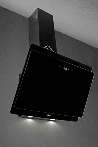 GURARI Kopffreihaube GCH S 411 BL 60 Prime, Dunstabzugshaube 60 cm, Schwarz Glas,1000m³/h, 4 Stufen, Randabsaugung