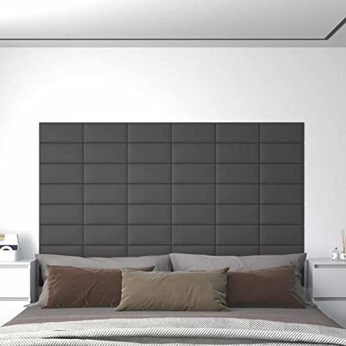 LAPOOH Wandpaneele 12 STK, Deckenpaneele, Wall Panel, Wandverkleidung, Wandgestaltung, Dekorative Wandpaneele, Wanddeko, Grau 30x15 cm Kunstleder 0,54 m²