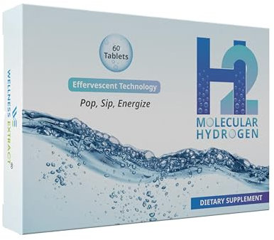 Wellness Extract H2 Molecular Hydrogen Water Tablets with effervescent Technology for Healthy Hydration, Optimal Energy, and Metabolism Support; 8 PPM. (60, Unflavored)
