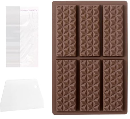 Stampo Per Cioccolato In Silicone - Per Dolci Al Cioccolato | Stampo Per Fondente A 6 Cavità, Stampo Per Dolci In Silicone, Stampo Per Bar Di Cioccolato Rettangolare Con Motivo Di Diamante