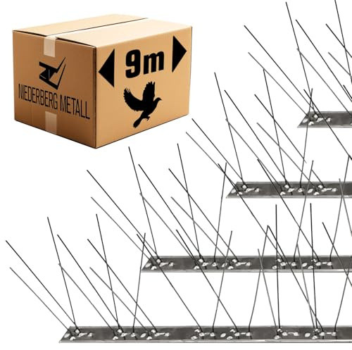 NIEDERBERG METALL Pinchos Antipalomas - 6 Metros Repelente Pajaros de Acero INOX con 324 Pinchos Anti Paloma - Repelente para Gatos - Pinchos Antipajaros Antipalomas Balcon Ahuyenta Gaviotas Jardin