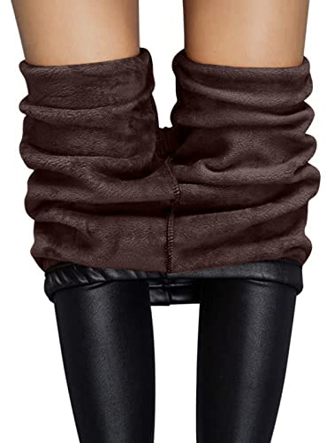 Leggings Donna Fitness Pantaloni Pantaloni in Pelle Imbottiti da Donna a Vita Media con Lato e Tinta Unita Yoga Controllo della Pancia Opaco Elastici Morbido per Sportivi o Casual (C, M)