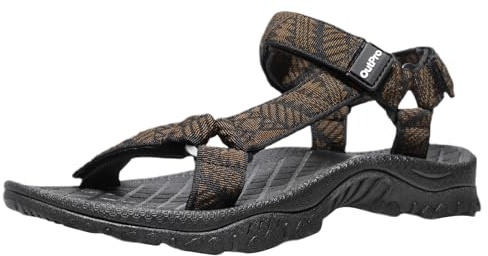OutPro Sandalen Herren Sportsandalen Verstellbare Klettertreppe Trekkingsandalen Wassersandalen Sommer Atmungsaktiv für Trekking Wander Outdoor Schwarz/braun, 43