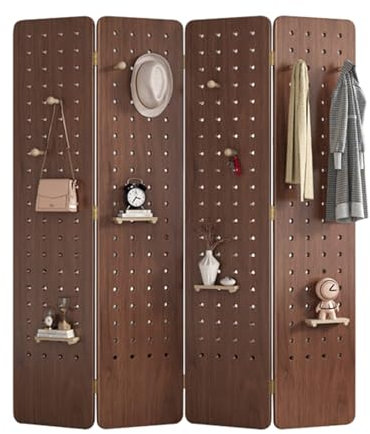 Genérico Estante de Almacenamiento de Pared de Tablero Perforado, Separador de ambientes de 3/4 Paneles, biombos Plegables de Tablero Perforado para privacidad, Separador de ambientes de Madera, para