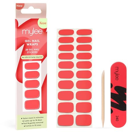 Mylee Gel Nail Wraps [Be Yourself] – Adhesivos de gel pre-curado para una manicura instantánea, Sin lámpara, sin desconchones, acabado brillante, Larga duración, Fácil de aplicar | Manicura instantánea sin lámpara, resistente a las astillas, acabado brillante hasta 14 días, fácil de aplicar