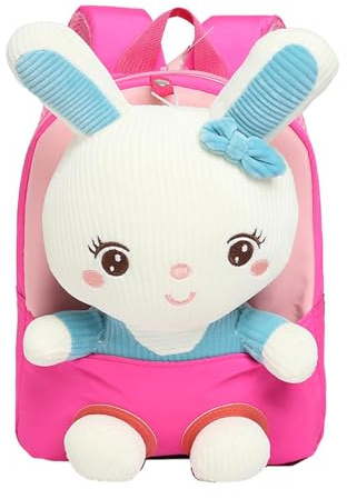 Bunny Plush mochila - linda mini bolso de preescolar para niñas de niños pequeños | Mochila de viaje de animales de peluche suave con diseño de conejito, bolsa de libros para niños de gran capacidad p