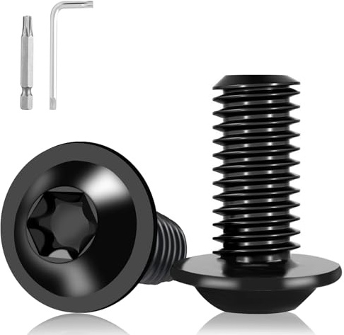 XRXYMQ 20 stycken M5-skruvar svarta platta huvudskruvar M5 x 12 mm rostfritt stål A2 V2A skruvar torx med flänsskruvar linshuvudskruvar med torxnyckel och borr för underhåll och arkitektur