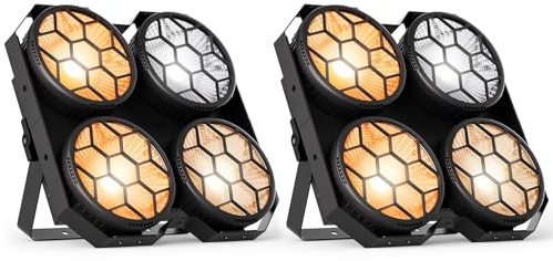COB LED Par Bühnenlicht 400W, Publikum Scheinwerfer 2 in 1 Kalt Warmweiß Lichteffekt mit COB Stroboskop DMX512-Sprachsteuerung für Theater Weihnachten Disco Hochzeit 2PCS
