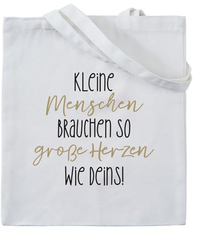 RF&CM Geschenk für Lehrerin Tasche Kleine Menschen brauchen so große Herzen wie deins für Lehrerin Beutel mit Spruch Tragetasche für Klassenlehrerin,Abschlußgeschenk,Baumwolltasche,Abschiedsgeschenk