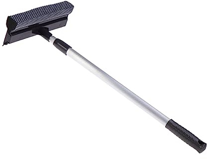 TOBBOMEY Escobilla Limpiadora Telescópica para Ventanas con Mango Extensible Kit de Limpieza para Ventanas Interior Microfibra Absorbente Antideslizante Herramienta Práctica para Hogar