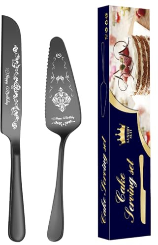 Generisch Couverts de service à gâteau | Emporte-pièce à gâteau avec gravure vintage en acier inoxydable | Pelle à et pelle à gâteau magnifiquement gravée pour les fêtes prénatales et les fêtes