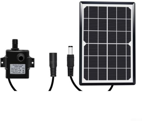 Kit de bombeo de agua solar de 9 V 6 W/10 W que incluye bomba de 5 V CC 240 L/H y filtro de acero inoxidable con tubo de 2 m para circulación continua de agua al aire libre (6 W)