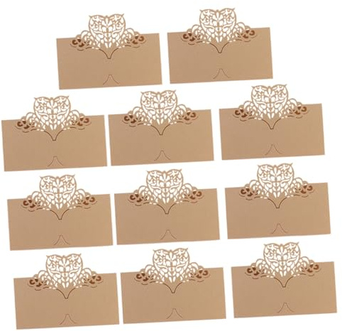 ULDIGI Segnaposto da Tavolo in Carta Decorativa Traforata 25 Pezzi Color Crema Oro per Matrimoni Feste e Banchetti, Cartellini Segnaposto Eleganti per Disposizione Posti a Sedere