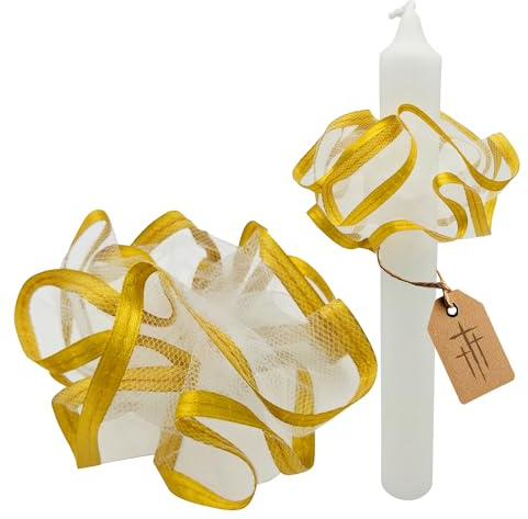 Lunexus Goteo de tul para velas, oro envejecido, 10 cm x 5 cm