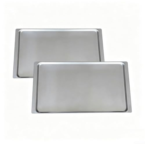 Lot de 2 plaques de cuisson rectangulaires en aluminium, 315 x 435 mm, plateau à gâteau robuste et plat à rôtir pour four, plaque de qualité commerciale, passe au lave-vaisselle, ustensiles de cuisson