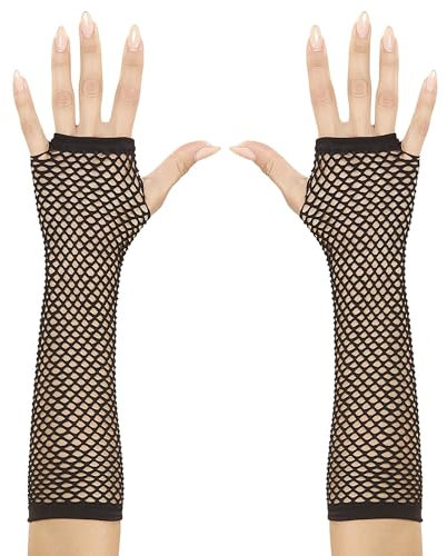 W WIDMANN MILANO Party Fashion - Fingerlose Netzhandschuhe, 33 cm, Karneval, Mottoparty