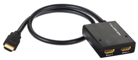 inakustik – 003247012 – Star HDMI Splitter | Verteilt eine HDMI-Quelle (z.B. Blu ray-Player oder Set Top-Box) auf Zwei Displays (z.B. LCD- und Projektor) | Gehäuse in Schwarz | HDMI 1.3 kompatibel