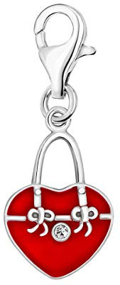 Quiges Dam Berlock Charm Hjärta med Rosett Silver Kvinnors Smycken för Charmarmband