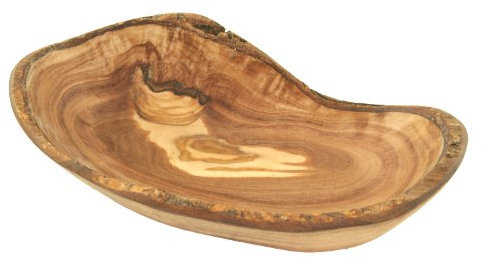 D, O.M. - Cuenco ovalado rústico (14-19 cm, madera de olivo)