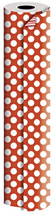Jillson Roberts Bulk 1/4 Ream Double-Sided Reversible Gift Wrap, 24 x 208', Red and White Dots/Stripes