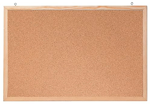 FRANKEN Kork-Memoboard, 80 x 60 cm, pinnbar, mit Holzrahmen, Notiztafel zur Wandbefestigung, braun, CC-KT6080E