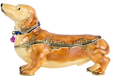 Deckeldose Hundefigur Pillendose Tabatiere Dackel Schmuckdose Box cl224 Palazzo Exklusiv