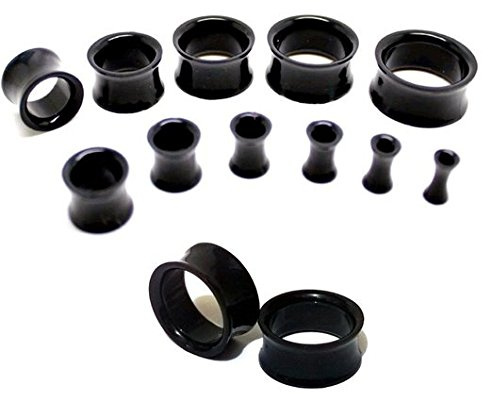 Dehnstab/Dehnstab/Dehnstab für Ohr, Acryl, 3 mm bis 20 mm, Schwarz, 11 Stück