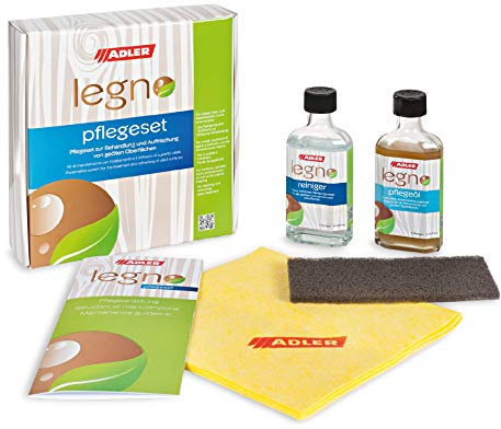 ADLER Legno Pflegeset - Holzöl & Reiniger zur schonenden Pflege, Reinigung & Auffrischung geölter Holzflächen im Wohnbereich & Innenausbau - Möbel, Parkett- & Holzboden, Holztisch - 2 x 100ml