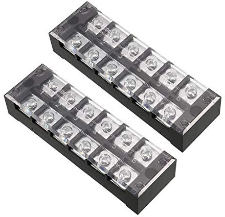 sourcing map 2 Pcs 6 Positions Dual Rows 600V 45A Cable Barrier Block Terminal Strip TB-4506L