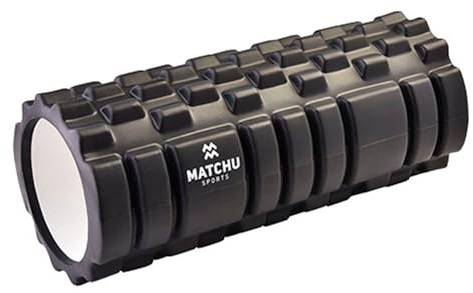MATCHU - Rouleau de fascia - Rouleau de massage - Disponible en doux, moyen et dur - Disponible en 33x14, 45/90x15, 31x10 et 46x13 cm - Disponible en noir, bleu et orange (Noir)