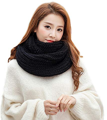 Strickschal Loop Schal Dicker Infinity Schal Winter Mode Halswärmer Schal für Unisex Rot