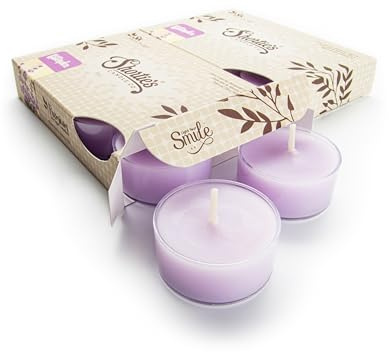 Pure English Lavender Premium Tealight Candles Multi Pack - Highly Scented with Essential & Natural Oils - 12 Purple Tea Lights - Beautiful Candlelight - Made in the USA - Flower & Floral Collection