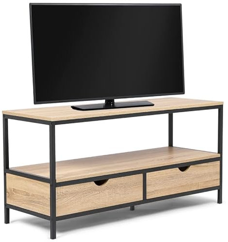 IDMarket - Meuble TV 113 cm Detroit 2 tiroirs Design Industriel