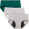 INNERSY Menstruationunterwäsche Damen Period Panties Inkontinenz Unterhosen 3er Pack (S, Grau/Grün/Streifen)