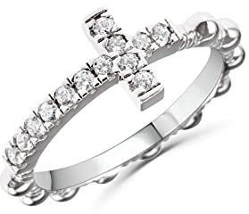 Anellissimo Ring Kreuz Rosenkranz Damen 925er Silber mit Zirkonia -, Silber