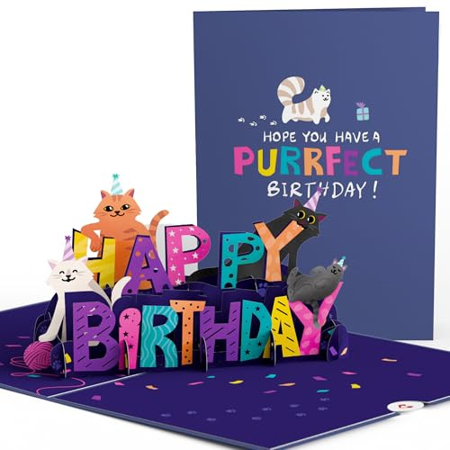 Lovepop® 3D Pop-Up Karte Geburtstag Party Katzen Geburtstagskarte party cat birthday card | inkl. Umschlag & Versteckfach für Geld & Gutscheine