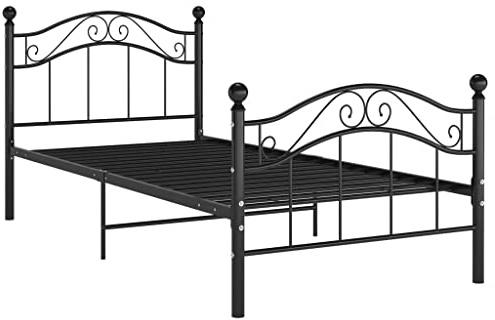 vidaXL Sängram svart metall 100x200 cm, säng, enkel säng, metallsängar, enkelsäng, metallsäng, enkelsängar