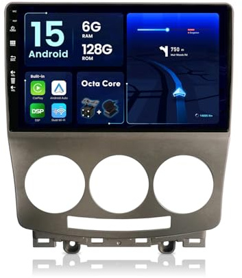 JOYX – [6G+128G] – Android 12 bilradio passar för Mazda 5 (2005–2010) – inbyggd DSP/Carplay/Android Auto – LED-kamera MIC gratis – 9 tum 2 Din -stöd SWC 4G WiFi DAB fast båt 360-kamera