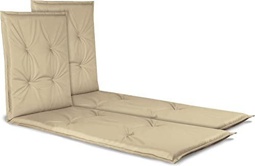normani 2 Auflagen Gartenliegen Sonnenliegen Auflage - 2er Set Strandliege Polsterauflage mit weicher und langlebiger Füllung aus wasserdichtem Material Beige 195 x 55 x 6 cm