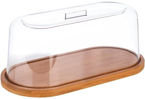 APS Vassoio in bambù con cappuccio, set composto da: – Vassoio in bambù 28 x 14 cm, altezza 1,5 cm, cappuccio in SAN 26 x 12 cm, altezza 10 cm