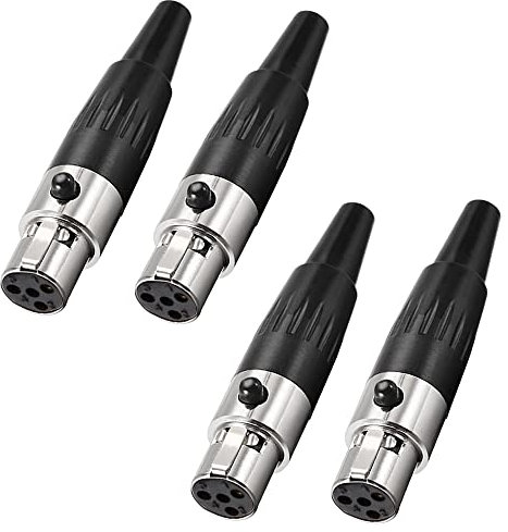 XMSJSIY Conector Mini XLR de 4 pines, adaptador TA4F, conector hembra de micrófono, conector de audio de micrófono, extremos de cable mini XLR de repuesto, enchufe de audio F-Plug 4 unidades