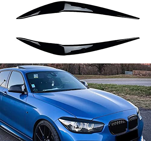 SHIHAR Für BMW 1er F20 F21 2015-2019, Autoscheinwerfer Wimpern Augenbrauen Aufkleber Trim Augenlider Deckel, Scheinwerferblenden Schutz und Dekoration,Gloss Black