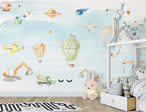 Papel Pintado 3D Avión De Dibujos Animados Habitación Infantil Papel Pintado Habitación Infantil Mural Es Decoración Fotomural Dormitorio Sala De Estar Pared Pintado Papel Tapiz No Tejido-430cm×300cm
