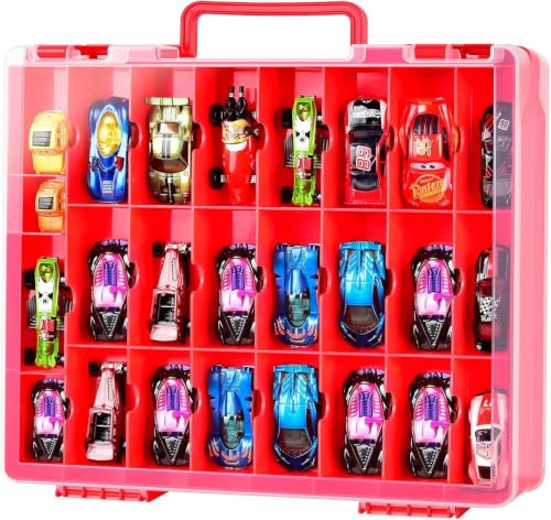FULLCASE Organiser Aufbewahrungskoffer für Hot Wheels Die-Cast Fahrzeuge Geschenkset Spielzeugautos, Holder Behälter Tasche für Streichholzschachtel-Autos für Hotwheels Auto-48 Fächer(nur Box)