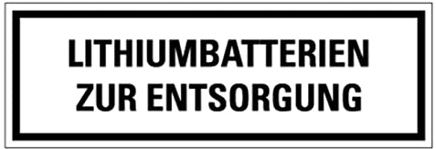 Aufkleber Batterie-Kennzeichnung „Lithium Batterien zur Entsorgung“ Schild Folie selbstklebend | Größe wählbar Made in Germany, Größen Name: 5x15cm